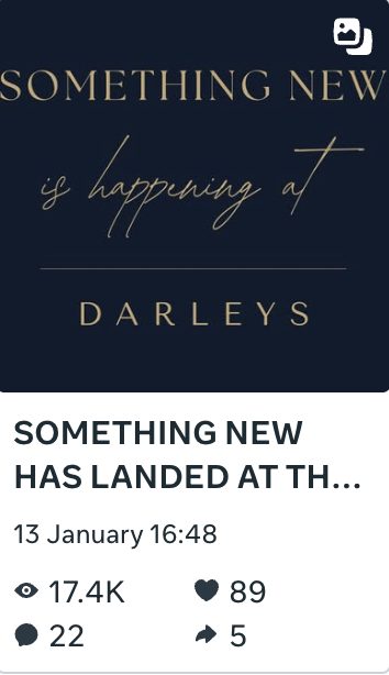 Януарски тийзър пост за The Brasserie at Darleys, Дарби, обявяващ нещо ново, 17 400 гледания