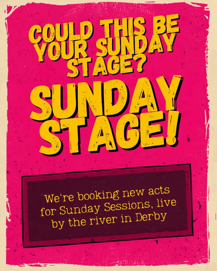 Pink punk-style Could This Be Your Sunday Stage poster for The Brasserie at Darleys, Derby, designed by Wonder Works